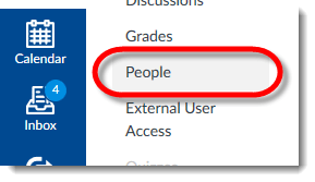 the People link highlighted on a canvas course navigation menu